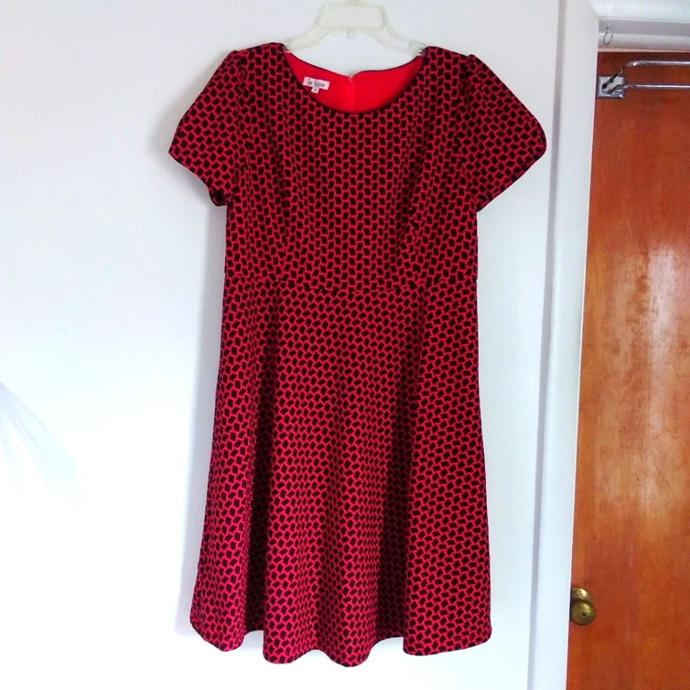 The Station Red & Navy Fit and Flare Dress size 18